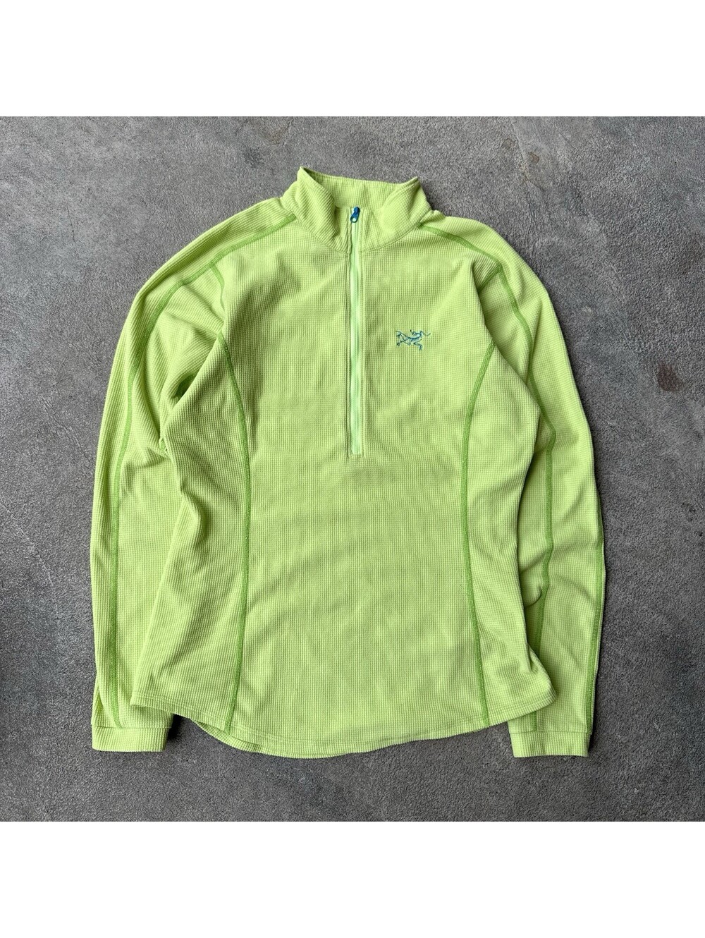 NEW Arc'teryx Delta LT Fleece Pullover Womens M Lime Green Waffle Grid Sweater
